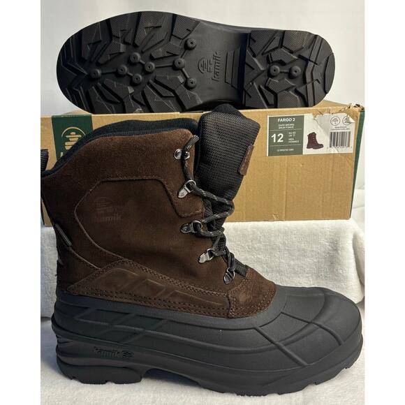 Kamik Men’s Dark Brown Fargo 2 Boots - Size 12 NIB